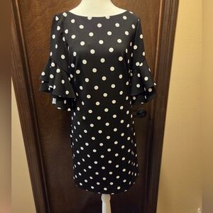 NWT Ralph Lauren Black Dress with White Polka Dots